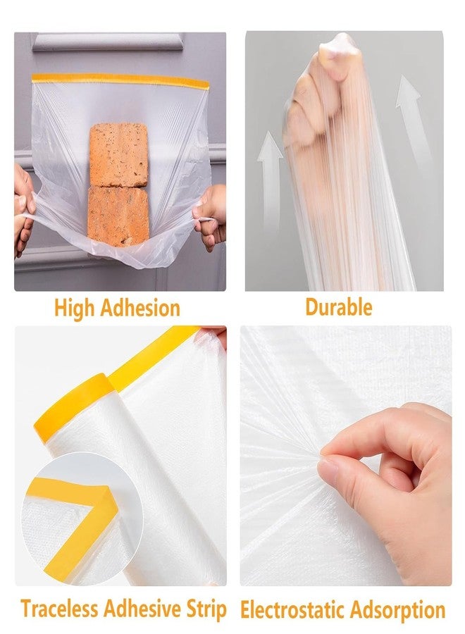 Delzon Plastic Dust Sheet Rolls with Tape, 1.1 x 20M Transparent Masking Film Rolls Self-Adhesive Dust Paint Protective - Image 5